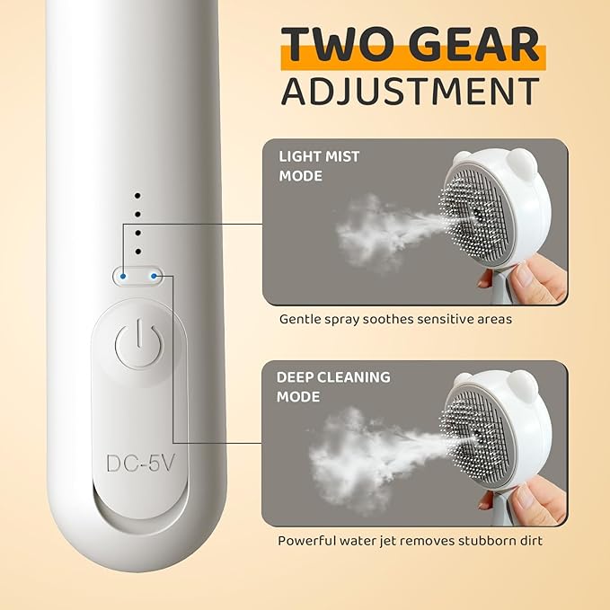 Cat Steam Brush, Self Cleaning Pet Spray Hair Removal Comb with Release Button, 3 in 1 Cat Brush for Indoor Cats for Shedding, Waterproof Pet Grooming Brushes for Long Short Haired Dogs Cats