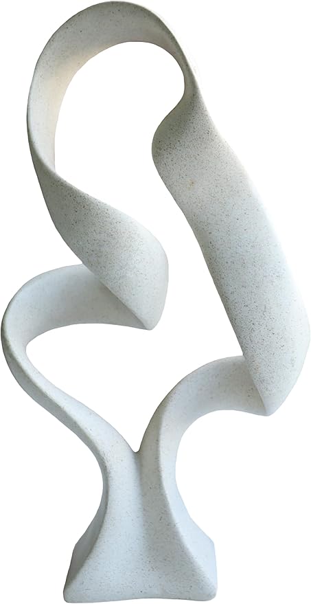 15" Modern Abstract Ribbon Decorative Sculpture, Knot Sculptures,Home Decor,Coffee Table Statues,Dining Living Room Desk Decor（Milky White）