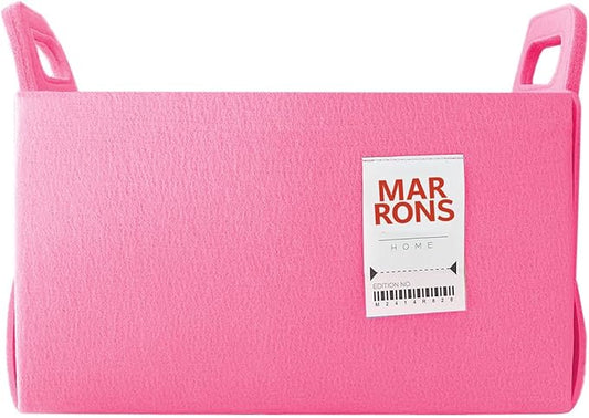 Collapsible Felt PINK Storage Bin Medium 11"x7.1"x7.1" – Foldable Basket with Handles for Closet, Toy Storage, Laundry Room Organization, Decorative Storage Bins for Shelves, Cube Storage