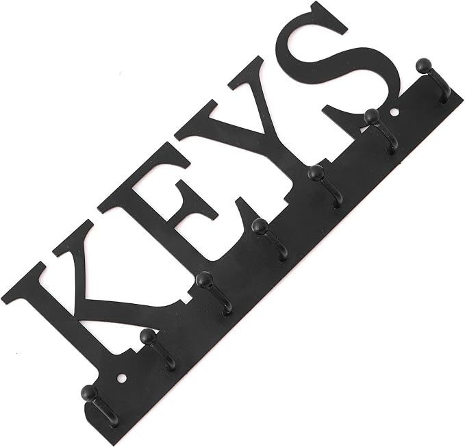 Key Holder Wall Mounted Key Hooks for Wall Decorative with 7 Hooks Black Metal Key Organizer Rack Hanger for Entryway, Front Door, Hallway, Office 10X3.7 inches