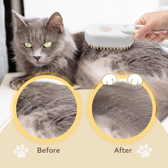 KALIMO 3-in-1 Pet Spray Grooming Brush for Cats and Dogs, Mist Brush with Massage Tips and Deshedding Comb, Cordless Rechargeable, Helps Reduce Loose Fur and Tangles, for Short or Long Hair