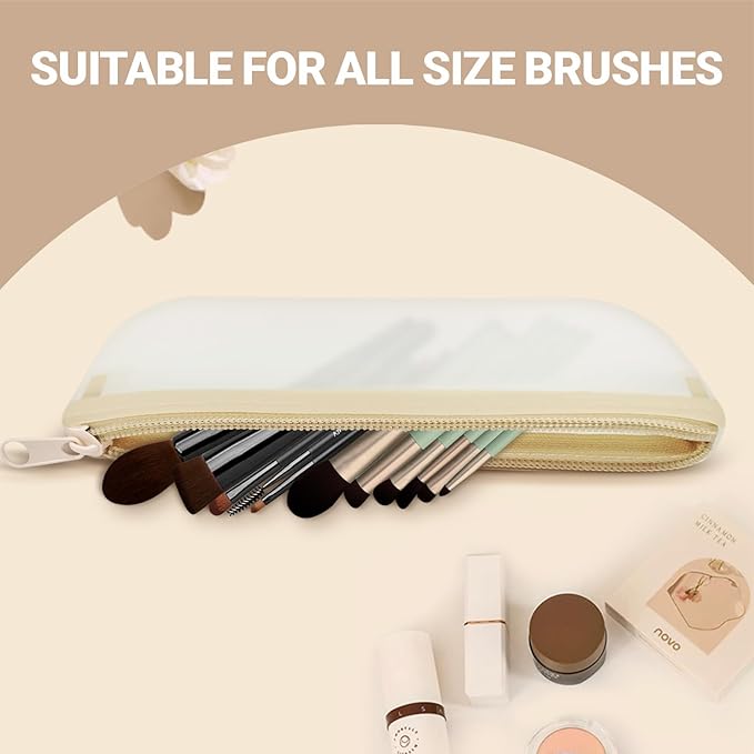 Manmihealth Cute Cat Silicone Makeup Bag, Cosmetic Bags for Women, Makeup Brushes Holder Travel, Portable Purse Pouch for Travel Essentials, Zipper Storage Organizer Bag, 2-Pack