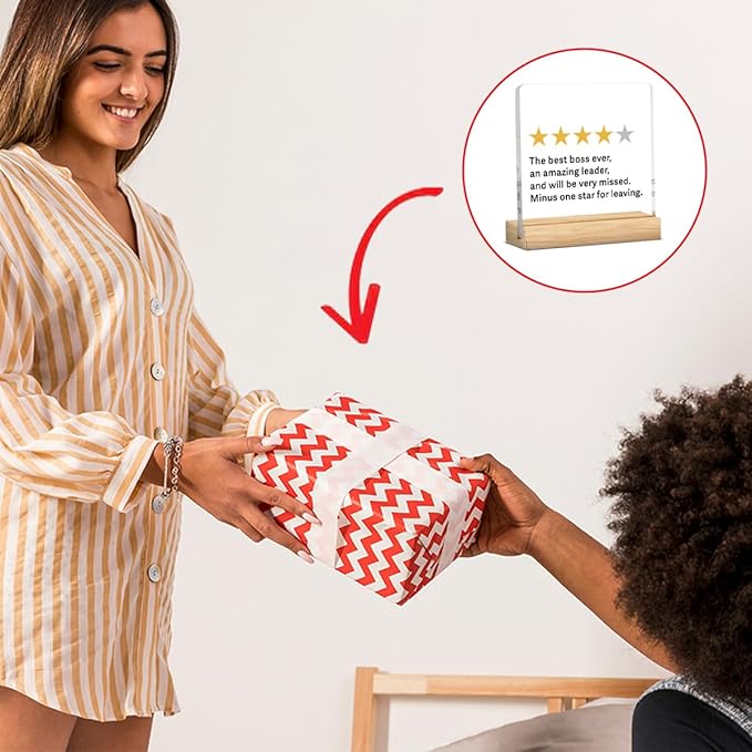 Funny Best Boss Leaving Gift for Women Men Office Decor Acrylic Plaque Leadership Thank You Gifts for Manager Mentor Inspirational Gift 4x4 Inches