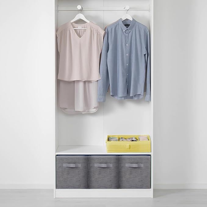 ShellKingdom Foldable Fabric Storage Cubes and Cloth Organizer Drawer for Closet and Toys, 6 Pack (Dark Gray with Black Stripe)