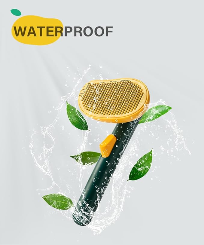 Self-Cleaning Dog & Cat Slicker Brush, Skin Friendly Deshedding Grooming Tool for Long or Short Haired Dogs Cats Rabbits, Dog Shedding Brush with Release Button - Mango