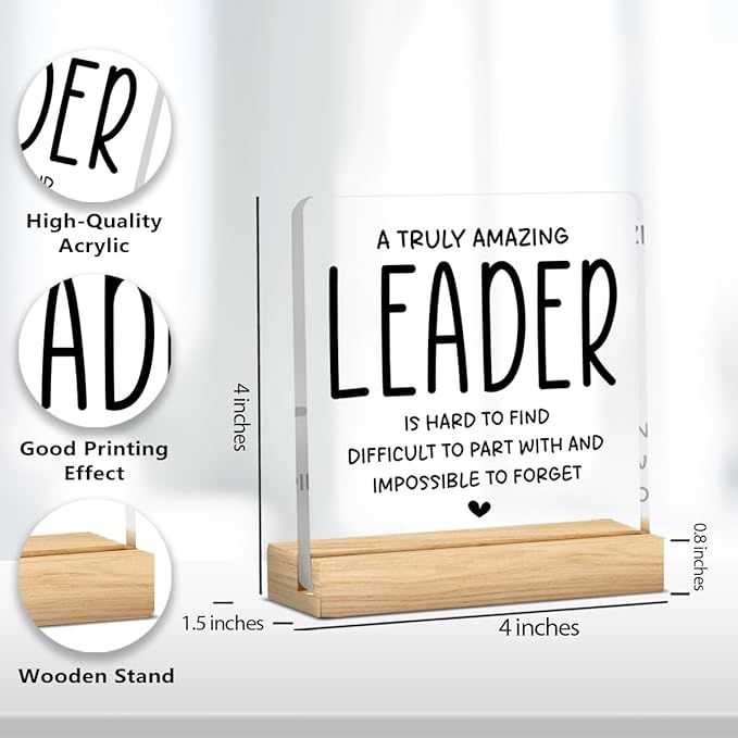 Funny Boss Gifts for Women Men Office Decor Acrylic Plaque Leadership Thank You Appreciation Gifts for Boss Manager Mentor Inspirational Gift 4x4 Inches