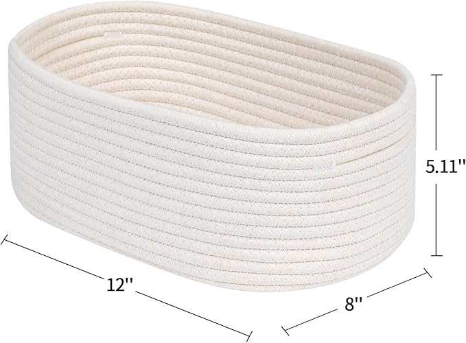 CubesLand Off White Small Storage Baskets for Shelves, Closet Organization Storage Bins Empty Gift Basket Baby Nursery Woven Baskets for Organizing, Rectangular Clothes Closet Shelves Baskets 3 Packs