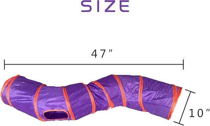 Cat Tunnel for Indoor Cats Interactive, Rabbit Tunnel Toys, Pet Toys Play Tunnels for Cats Kittens Rabbits Puppies Crinkle Pop Up 47" Shape S
