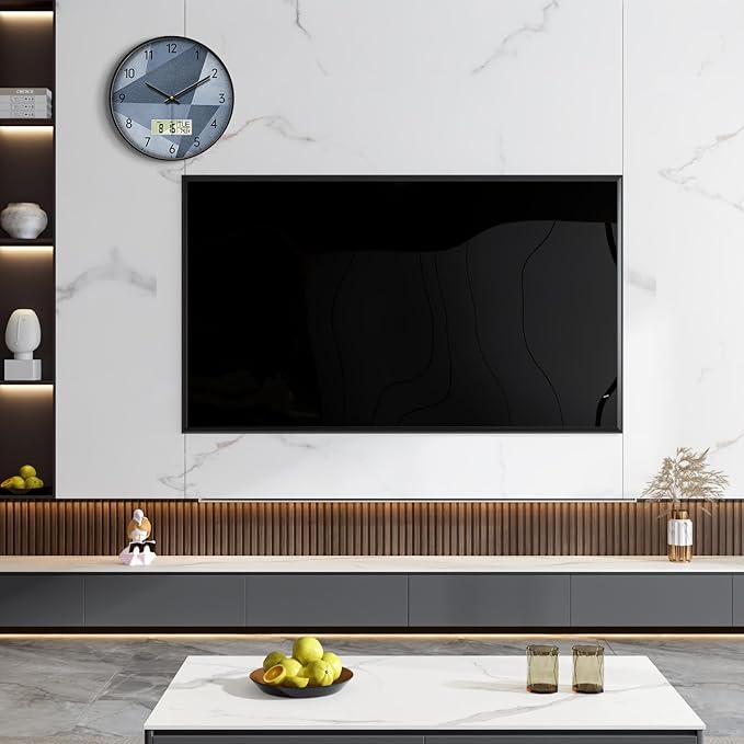 SCAOGE Industrial Wall Clock with Day Week Temperature Grayish Blue Non-Ticking Digital Clocks Large Display Battery Operated Wall Mount Analog Clock with Date for Living Room Bedroom Decor 12 Inch