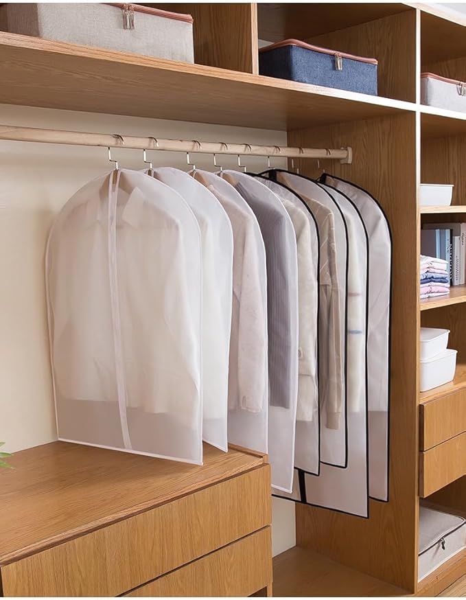 Garment Bags for Hanging Clothes 12 PCS Transparent Waterproof Dustproof Storage for Wardrobe Storage Suit Covers for Closet Clear Reuse Full Zipper for Costumes Suits Coats 24''x48''