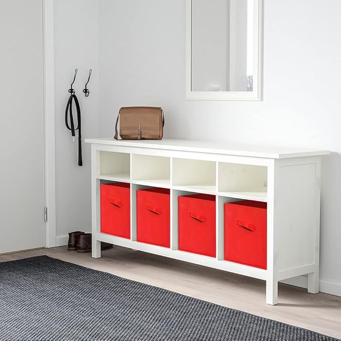 ShellKingdom Storage Bins, Foldable Fabric Storage Cubes and Cloth Storage Organizer Drawer for Closet and Toys Storage, 6 Pack (Red)