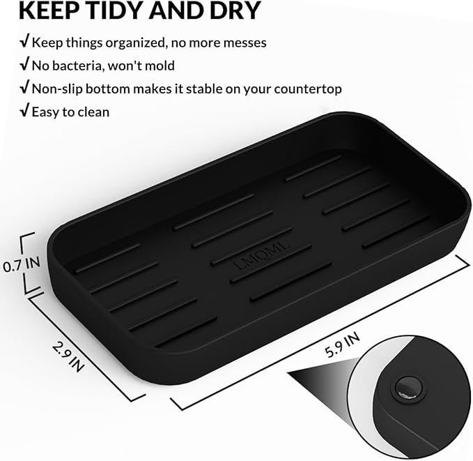 Soap Dispenser - 2 Pack, Antique Design Thick Amber Glass Hand Soap Dispensers with Sturdy Tray; 304 Rust Proof Stainless Steel Black Pump, 12Pcs Stickers, for Kitchen, Bathroom- Black