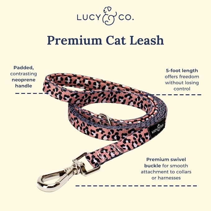 Lucy & Co. Wild Side Step-in Cat Harness & Leash Bundle – Reflective, Breathable & Adjustable Harness for Cats, Kittens & Small Dogs, Lightweight & Secure and Dual Leash Clips – X-Small