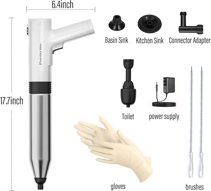 Electric Toilet Plunger,Unclog In One Shot,Remover For Bathroom,Kitchen Pipes Clog,High Pressure Air Plungers For Bathroom Heavy Duty