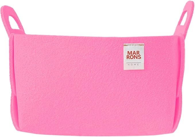Collapsible Felt Pink Storage Bin Small 7.1"x5.1"x5.1" – Foldable Basket with Handles for Closet, Toy Storage, Laundry Room Organization, Decorative Storage Baskets for Shelves, Nursery