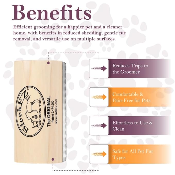 SleekEZ Dog Brush for Shedding & Dog Grooming Supplies | Pet Hair Removal Tool | Great For All Fur Types | For Short, Medium, & Long Hair Pets | Reduces Shedding by 95% | Made in USA | 5 inch