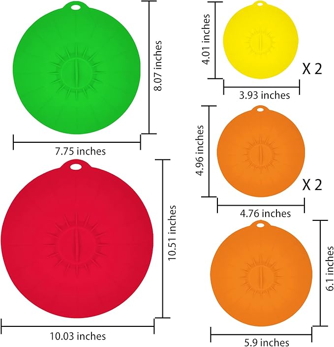 7 Pack Silicone Lids,Silicone Pot Lids,Silicone Lids for Pots And Pans,5 Sizes Reusable Heat Resistant Food Storage Covers fits Bowls, Plates, Fridge