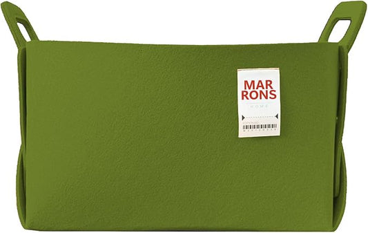 Collapsible Felt OLIVE Storage Bin Large 14.6"x9.4"x9.4" – Foldable Basket with Handles for Closet, Laundry Room Organization, Toy Storage, Decorative Storage Bins for Shelves, Nursery