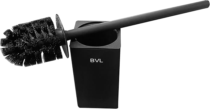 BVL Toilet Brush and Holder Black Toilet Bowl Brush for Ceaning with Stainless Steel Handle Wall Mounted