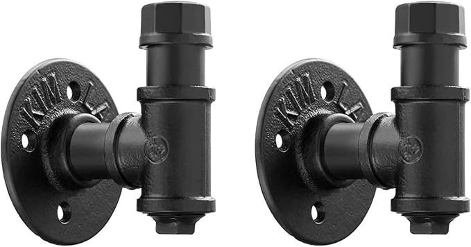 Elibbren 2 Pack Vintage Bathroom Robe and Towel Wall Hooks for Hanging, Rustic Style Industrial Iron Pipe Coat Hook Wall Mounted Heavy Duty Farmhouse DIY, Mounting Hardware Included