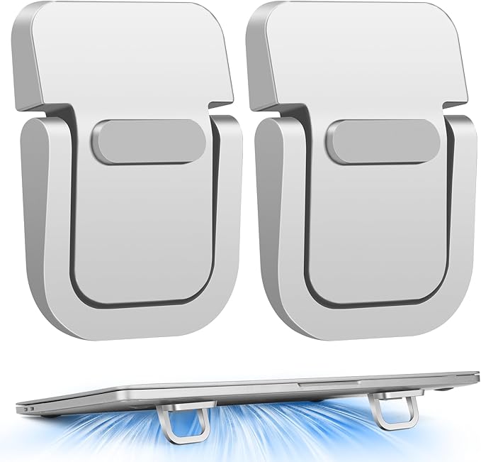 Mini Laptop Stand, Portable Laptop Stand, Foldable & Lightweight Ergonomic Riser with Ventilated Cooling, Sleek Computer Notebook Holder Fits Keyboards &10-17.3 Inch Laptops, Silver
