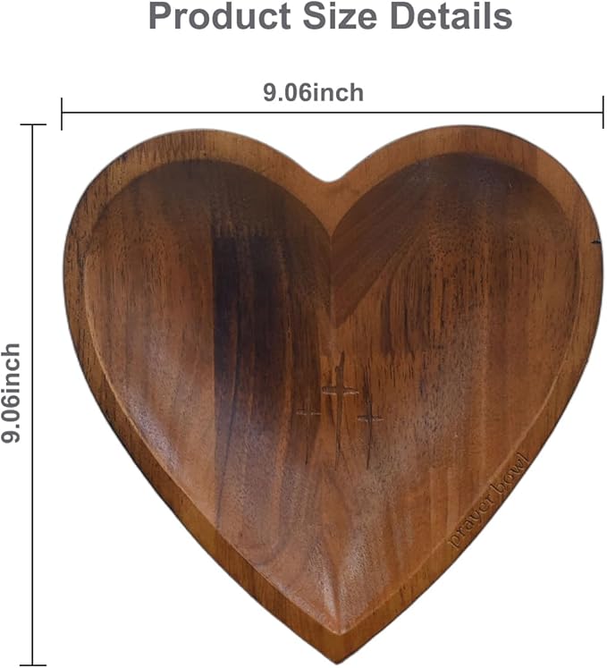 Handcrafted Wooden Heart Prayer Bowl with Blessing Cards - Christian Gift for Men, Women, Meditation, Birthday, Retirement, Easter Keepsake for Mom, Dad