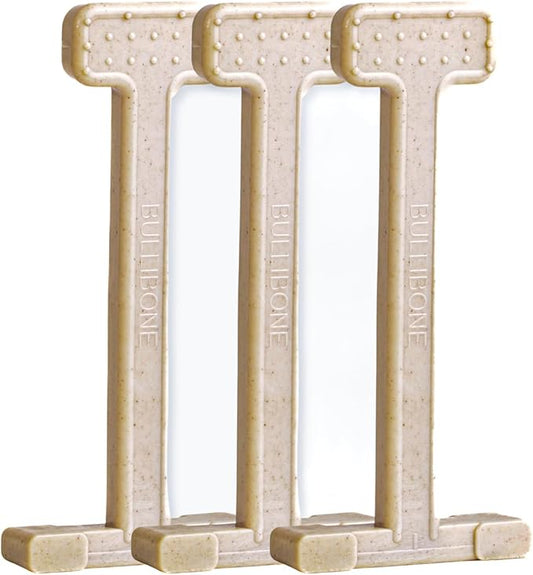 Bullibone Nylon Dog Chew Toy for Aggressive Chewers - Dental Hygiene Bone with Chicken Flavor, Durable Tough Chew Toys for Large Dogs, Indestructible Dog Bone - 3 Pack