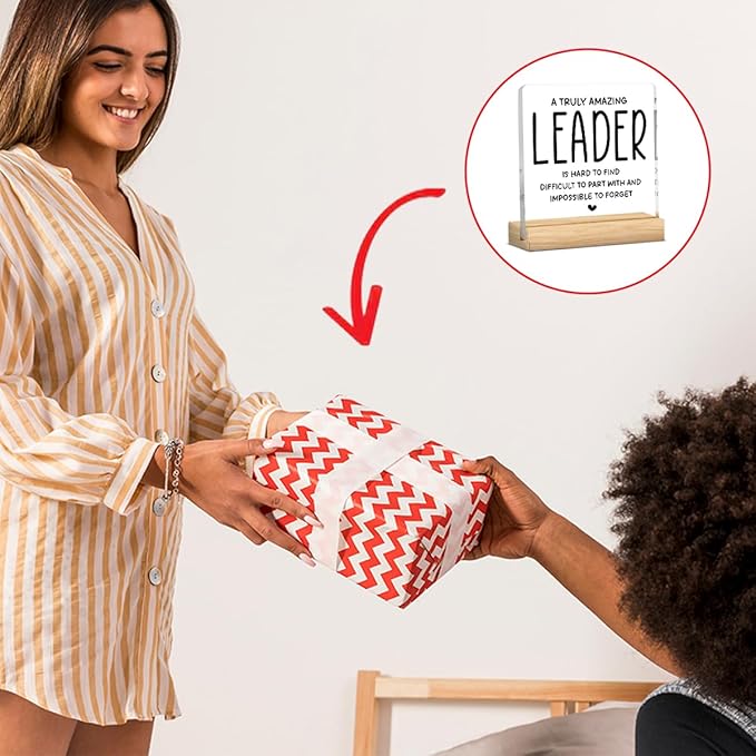 Funny Boss Gifts for Women Men Office Decor Acrylic Plaque Leadership Thank You Appreciation Gifts for Boss Manager Mentor Inspirational Gift 4x4 Inches