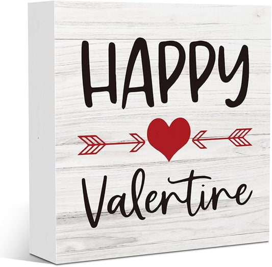 Happy Valentines Decoration for Home Valentine Decor for Kitchen Table Rustic Valentine'S Day Decor Gifts Boyfriend Girlfriend 5 X 5 Inches