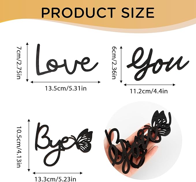 21.6" Love You Bye Wood Sign, Above Door Home Wall Boho Decor Plaque, Black Modern Simplicity Decoration for Front Door Entryway Living Room Aesthetic, Show Your Love and Warm for Your Family (Butterfly)