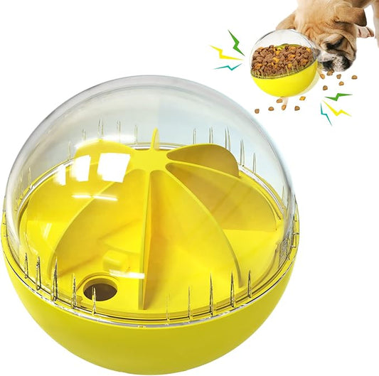 Enrichment Interactive Dog Treat Toy - Level 1 Mental Stimulation for Dogs, Dog Toys for Boredom Busy (Beginner-Yellow 5.6" Squeaky Ball)