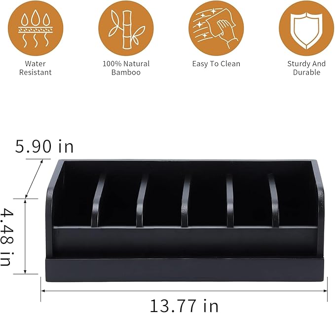 MinBoo Bamboo Belt Organizer Box,6 Grids Belt Rack for Closet and Drawer, Belt Storage Organizer and Displayer for Men Women