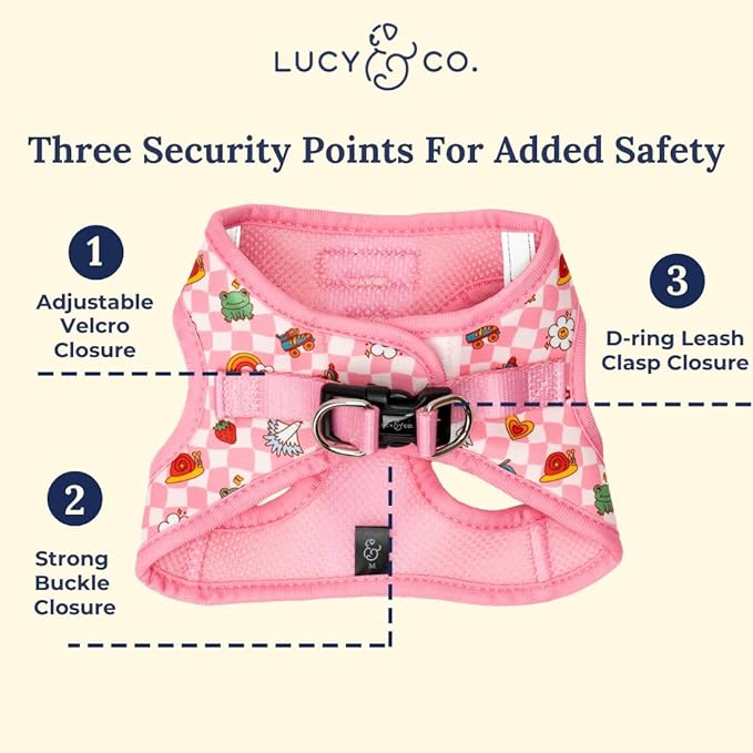 Lucy & Co. Cutie Patootie Step-in Cat Harness & Leash Bundle – Reflective, Breathable & Adjustable Harness for Cats, Kittens & Small Dogs, Lightweight & Secure and Dual Leash Clips