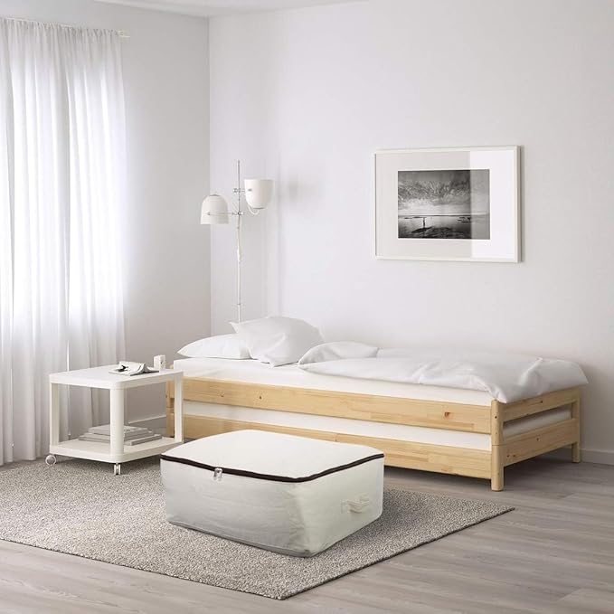 Omygarden 3 Pack Clothes Storage Bag Organizer with Sturdy Zipper for Quilts, Sweaters, Beddings, Blanket, Blouses and More, Beige