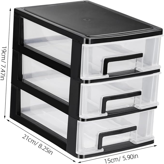 Clear Desktop Drawer Storage Organizer Rack Three-layer Transparent Cabinet for Efficient Space Management for Makeup Office Supplies and Home Organization