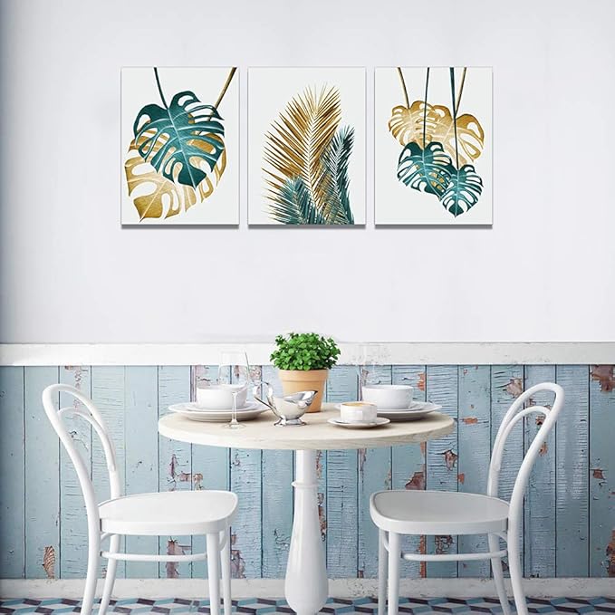 Canvas Wall Art For Living Room Family Wall Decorations For Bedroom Kitchen Dining Room Wall Decor Abstract Painting Leaves Wall Pictures Artwork Office Canvas Art Prints Bathroom Home Decor 3 Piece