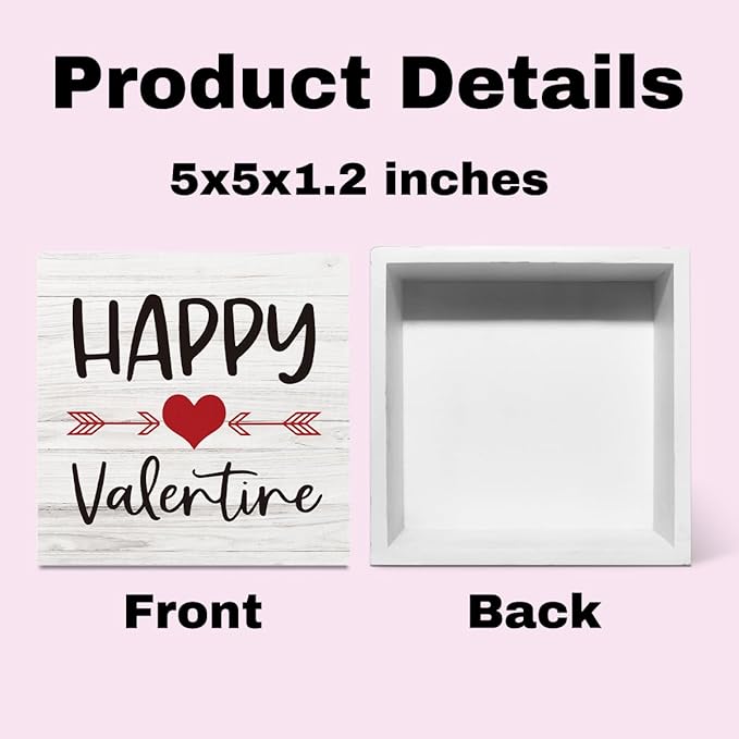 Happy Valentines Decoration for Home Valentine Decor for Kitchen Table Rustic Valentine'S Day Decor Gifts Boyfriend Girlfriend 5 X 5 Inches