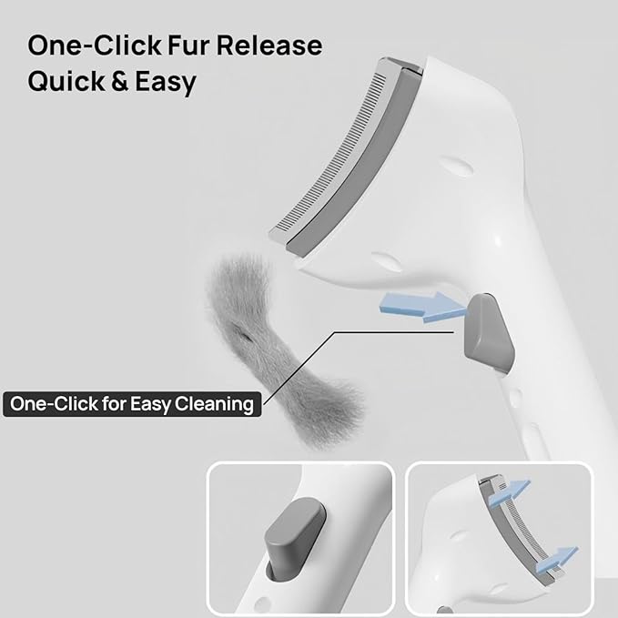 Cat Comb for Shedding, Cat Deshedding Brush with One-Click Fur Release, Cat Grooming Comb, Indoor Cat & Dog Brush, Pet Deshedding Tool