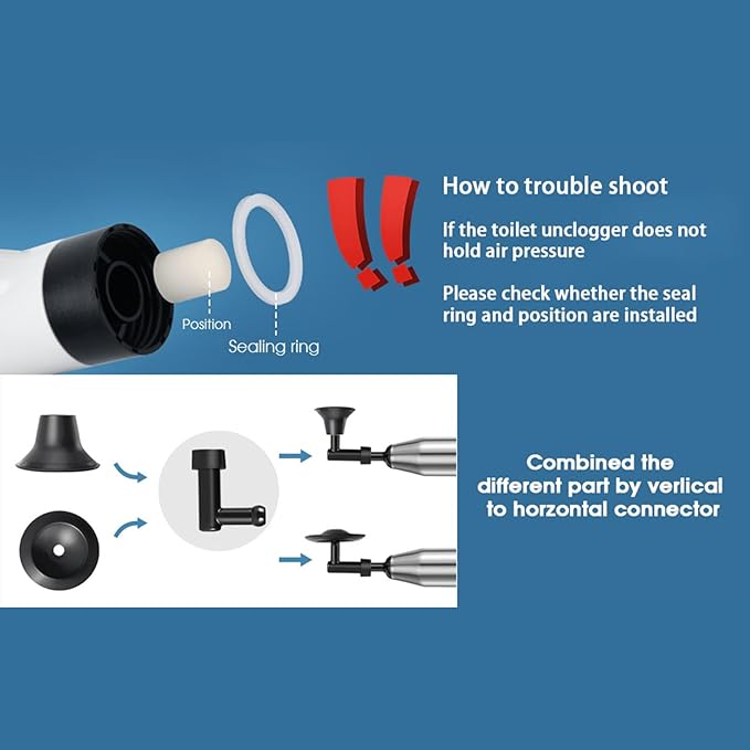 TheElves Toilet Plunger Heavy Duty, Electric High Pressure Toilet Clog Remover Tool, Powerful Bathroom Plunger for Drain Cleaning - Black