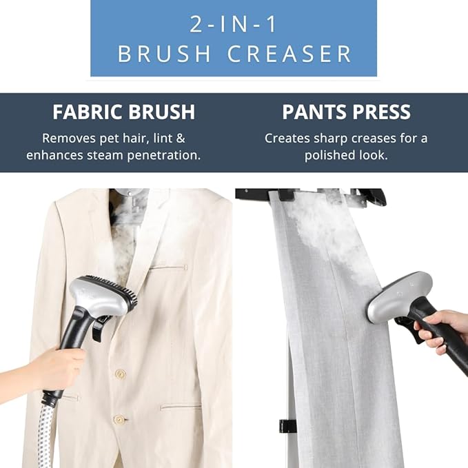 SALAV Commercial-Grade Standing Garment Steamer for Clothes with Auto-Off Safety 1800W Powerful Steam X-Large 3L Water Tank, 90-Min Continuous Use, Pedal-Control System, Beeps when Out of Water, White