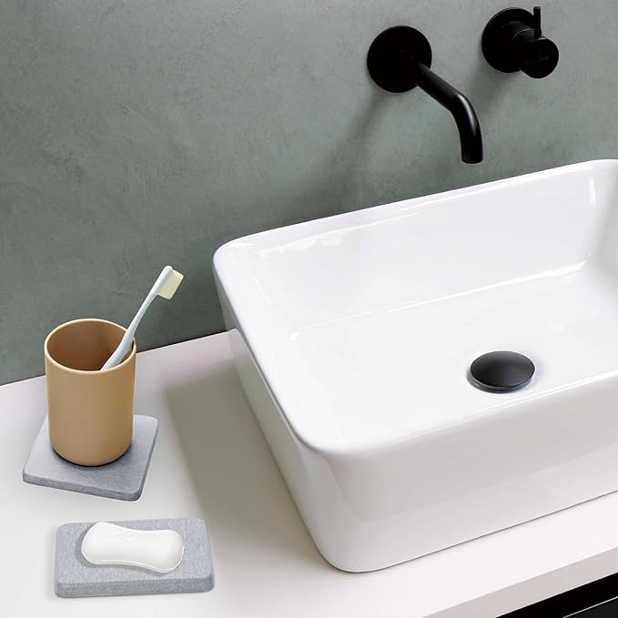 6 Pieces Water Absorbent Diatomite Coasters, Diatomaceous Earth Kitchen Soap Dish Bathroom Trays Water Absorbing Stone Tray for Sink Used for Hand Soaps Drinks Bottles