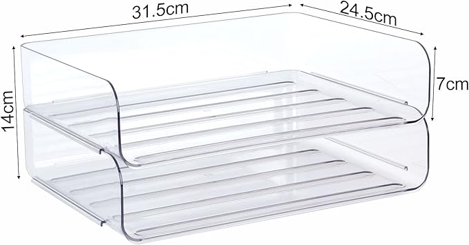 2 Pack Stackable Desk Letter Paper Tray, A4 Clear Plastic Desk File Organizer Letter Tray, Desktop File Paper Organizer with Anti-Skid Design for Office Desktop
