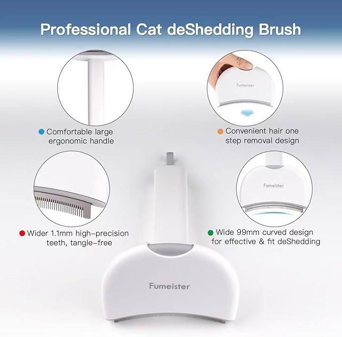 Pet Undercoat Deshedding Tool for Dogs - Wide Curved Undercoat Brush for Effortless Pet Deshedding, Loose Hair Remover for Dogs & Cats (White)