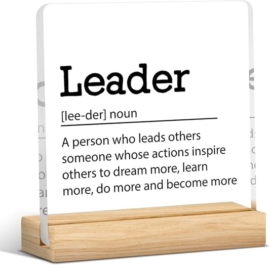 Funny Boss Gifts for Women Men Office Decor Acrylic Plaque Leadership Thank You Gifts for Boss Manager Mentor Inspirational Leader Journal Gift 4x4 Inches