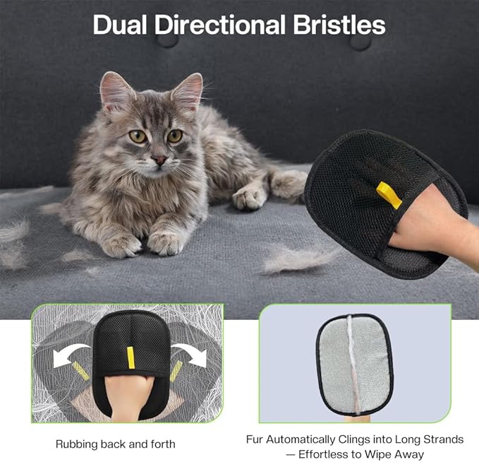 3Pcs Pet Hair Removal Glove for Cats & Dogs, Electrostatic Pet Hair Remover Glove Reusable Remover Tool for Couch, Clothing, Car Seat, Carpet