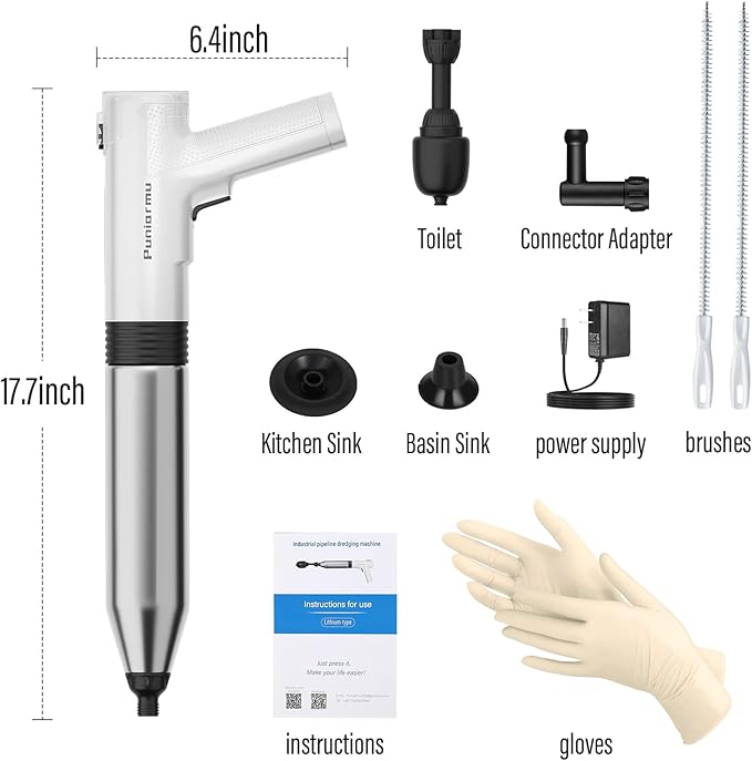 Electric Toilet Plunger,Unclog In One Shot,Remover For Bathroom,Kitchen Pipes Clog,High Pressure Air Plungers For Bathroom Heavy Duty