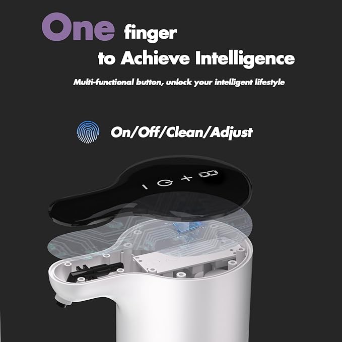 YIKHOM Automatic Liquid Soap Dispenser, Touchless Dish Soap Dispenser, 450mL/15.37 oz Electric Soap Dispenser 8 Level Adjustable Control, USB C Rechargeable Auto Soap Pump Hands Free for Kitchen