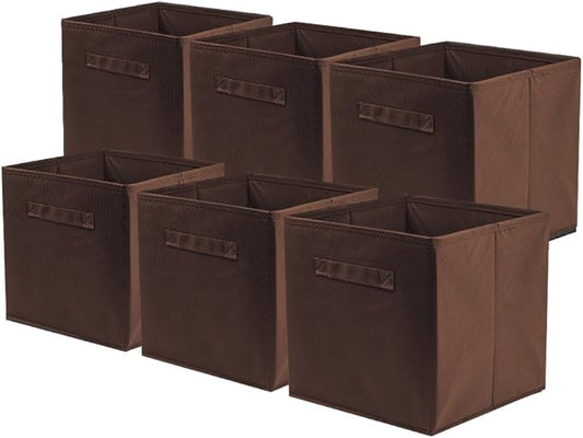 ShellKingdom Foldable Fabric Storage Cubes And Cloth Organizer Drawer For Closet And Toys, 6 Pack (Chocolate)