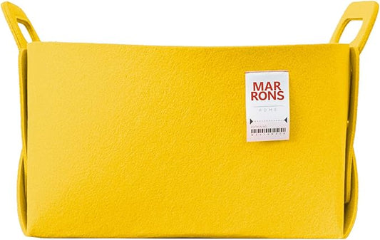 Collapsible Felt YELLOW Storage Bin Large 14.6"x9.4"x9.4" – Foldable Basket with Handles for Closet, Laundry Room Organization, Toy Storage, Decorative Storage Bins for Shelves, Nursery