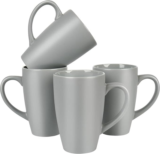 20oz Extra Large Ceramic Tall Coffee Mugs Set for Coffee Tea Hot Cocoa set of 4 Dishwasher & Microwave Safe (Matte gray)